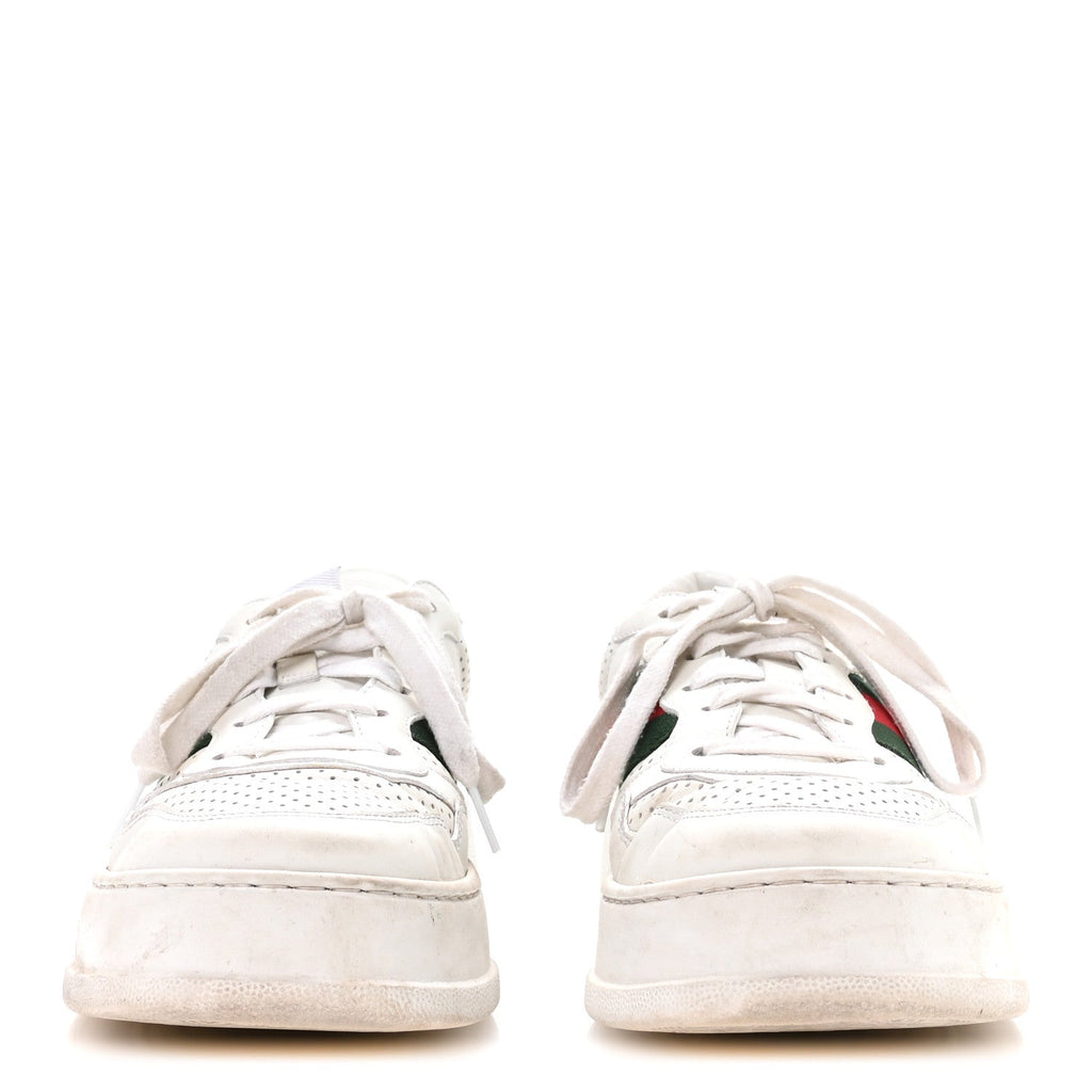 GUCCI CALFSKIN CROCODILE WEB ACE SNEAKERS WHITE BEIGE & GG MONOGRAM