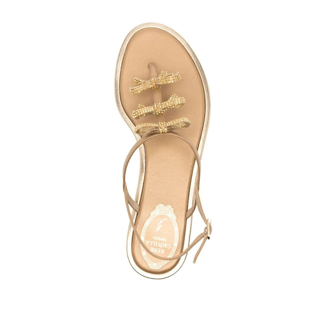 René Caovilla Embellished Mule - Gold