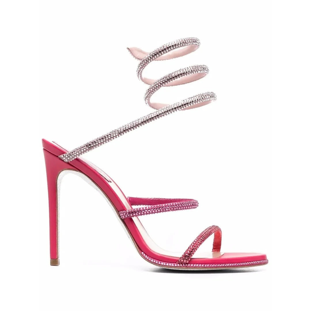 René Caovilla Cleo Leather Heeled Sandal - Fuchsia/Hot Pink