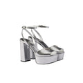 Prada Leather Metallic Sandals - Silver platform heels
