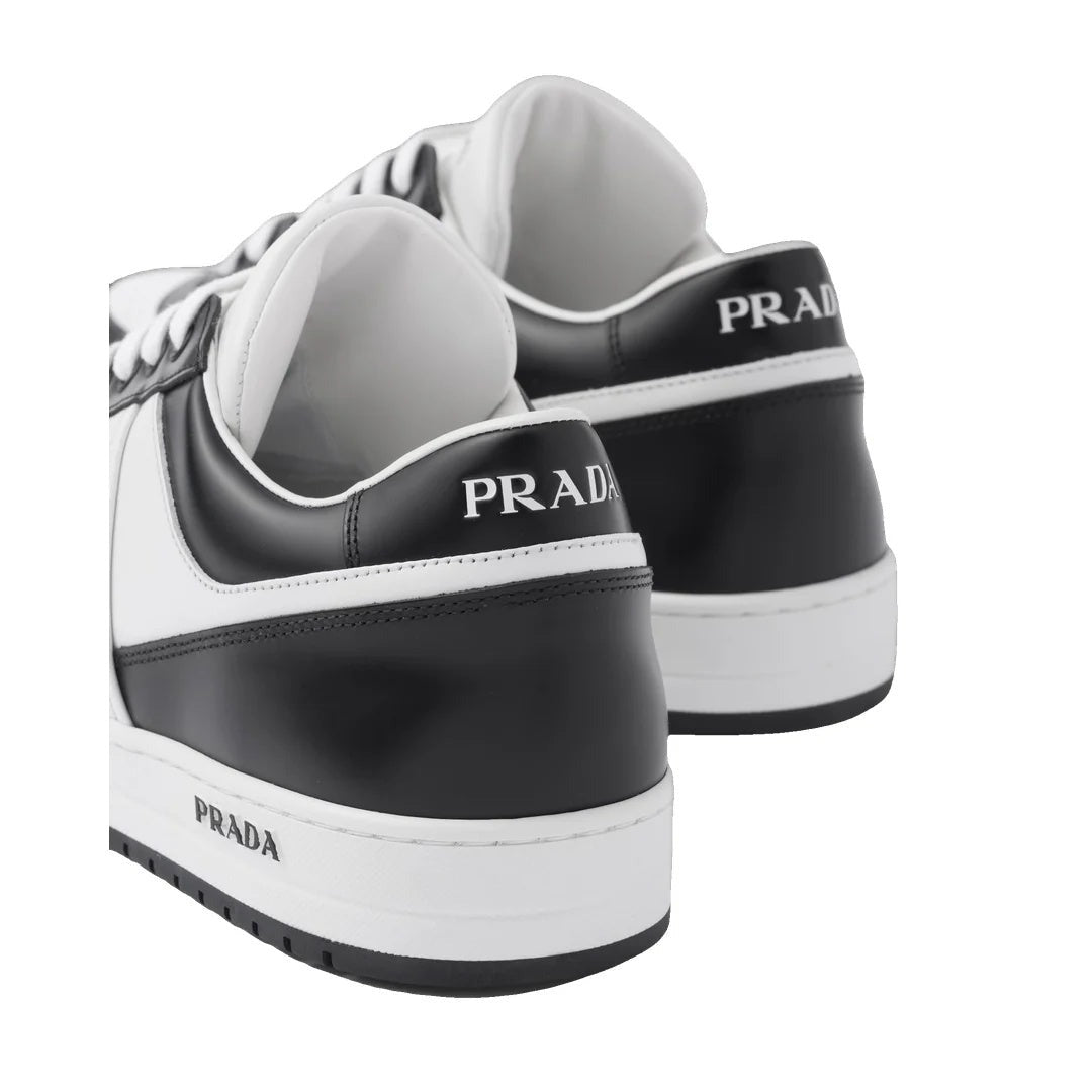 Prada Leather And Fabric Sneakers With Two Tones - Black/White