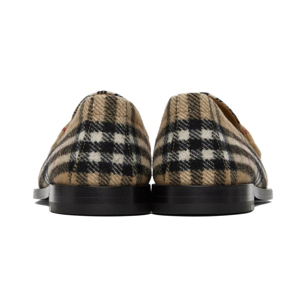 Burberry Logo Plaque Loafers - Beige plaid