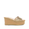 René Caovilla Embellished Mule - Gold/Beige