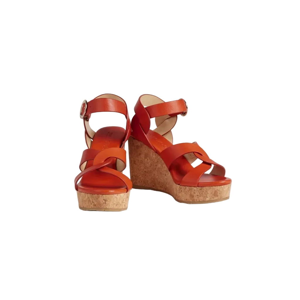 Jimmy Choo Jori 100 Wedge Sandals - Orange