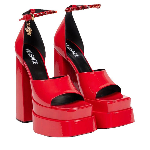 Versace Medusa Aevitas Platform Sandals - Red
