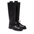 Burberry Saddle Knee-High Leather Boots - Black