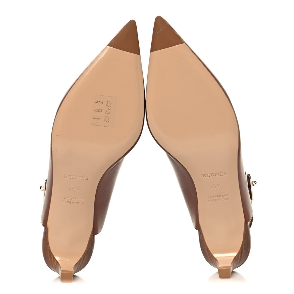 MANOLO BLAHNIK CAMPARISLI NAPPA LEATHER SLINGBACK PUMPS TAN & CAMEL