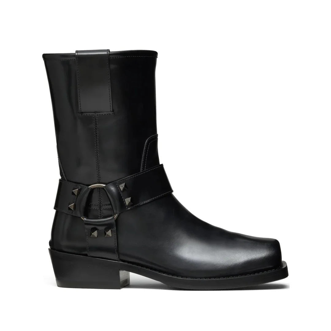 Valentino Garavani Rockstud Biker Ankle Boot - Black (different model - harness biker boot, not Rockstud)