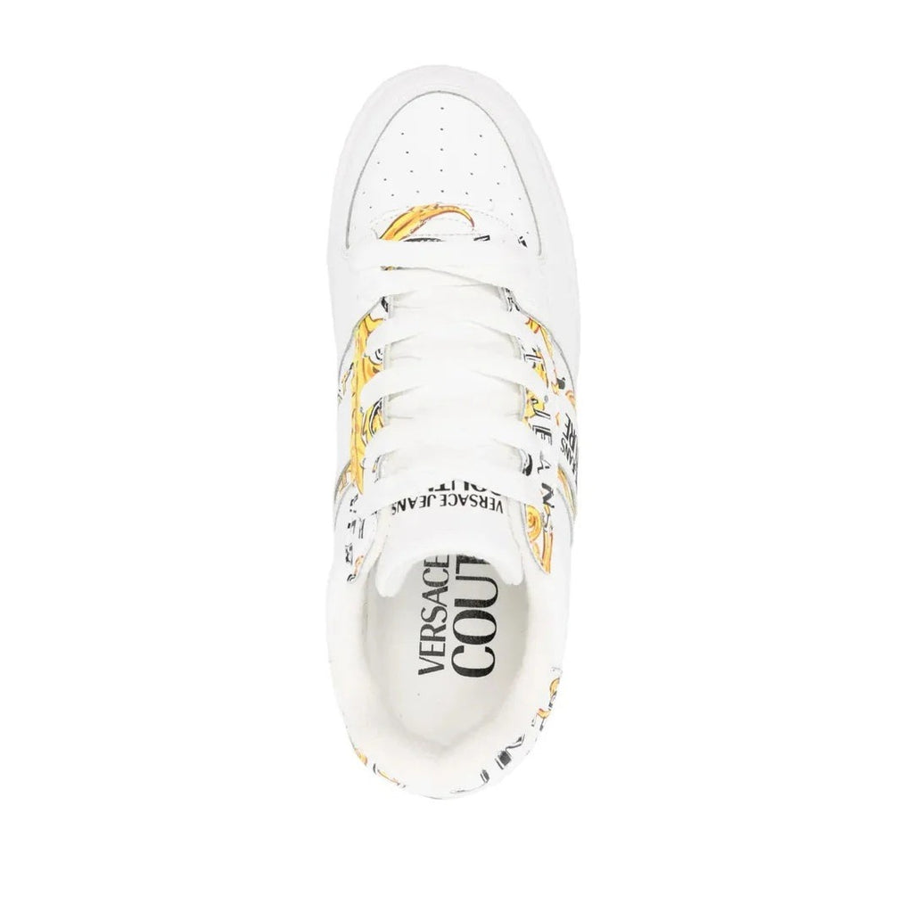 Versace Jeans Couture Leather Meyssa Sneakers - White with gold baroque print
