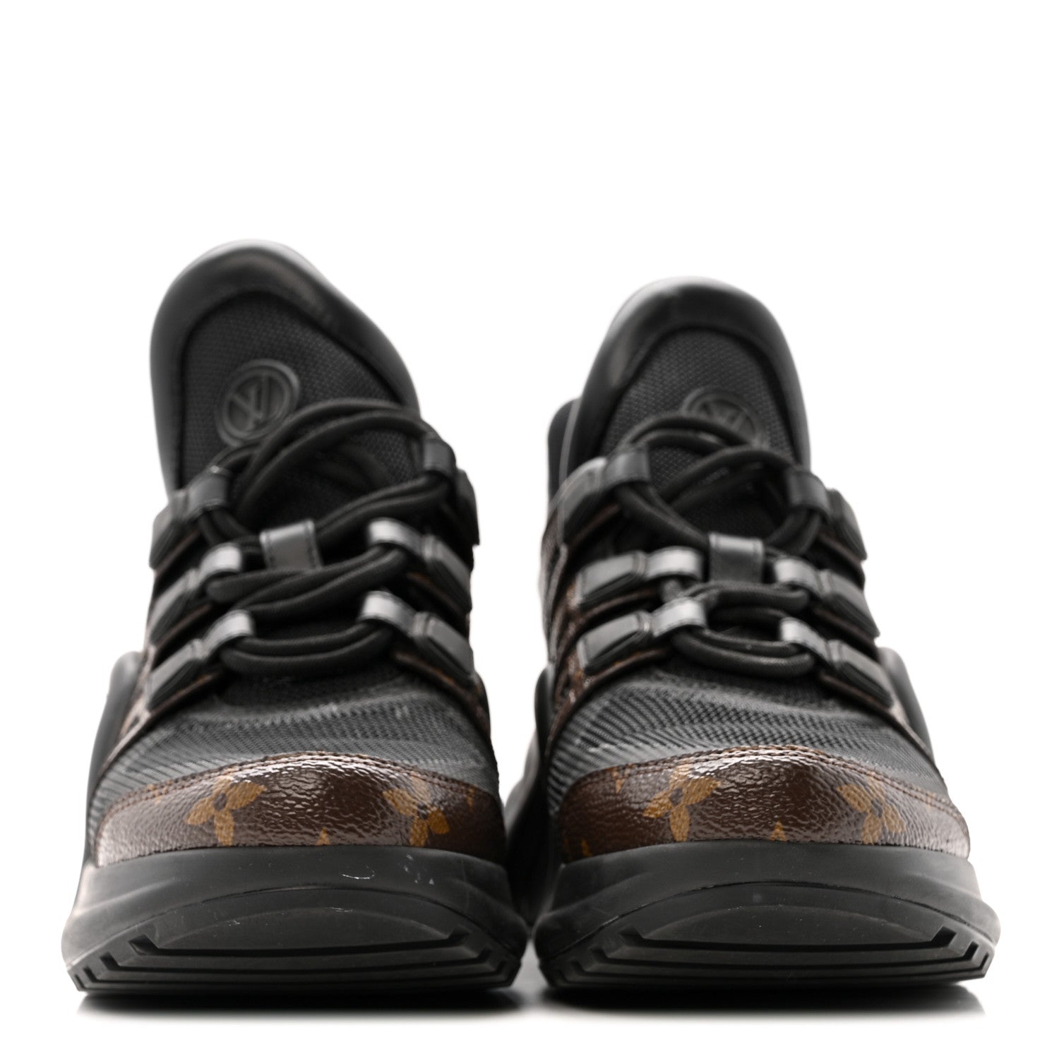 LOUIS VUITTON CALFSKIN PATENT MONOGRAM LV ARCHLIGHT SNEAKER BLACK