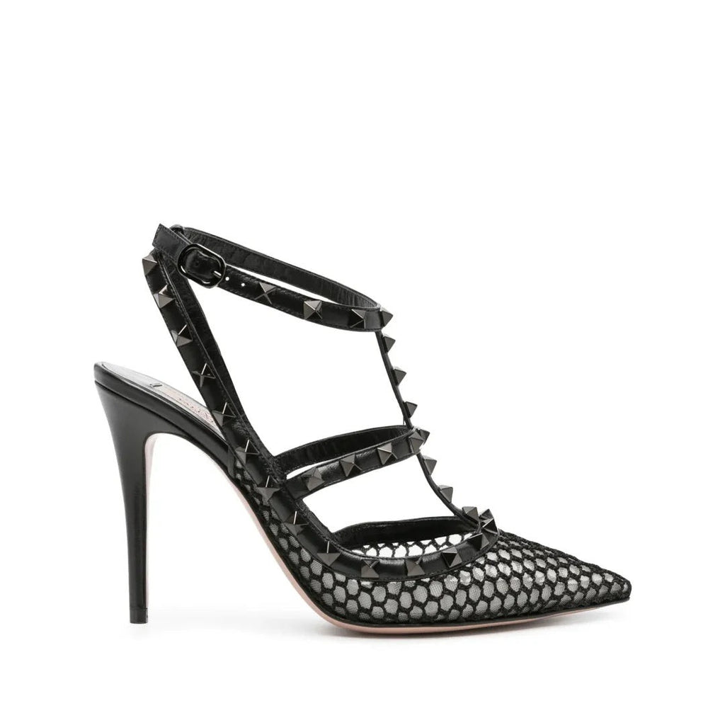 Valentino Garavani Rockstud Kidskin Pumps 100mm - Black mesh