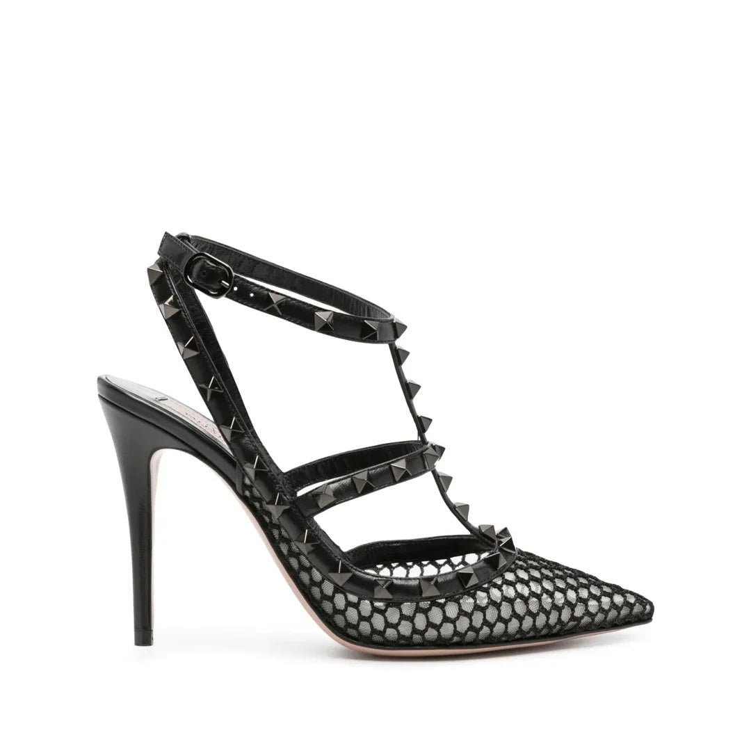 Valentino Garavani Rockstud Kidskin Pumps 100mm - Black mesh