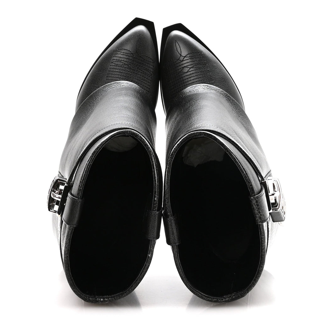 GIVENCHY AGED CALFSKIN COWBOY SHARK LOCK HIGH BOOT BLACK