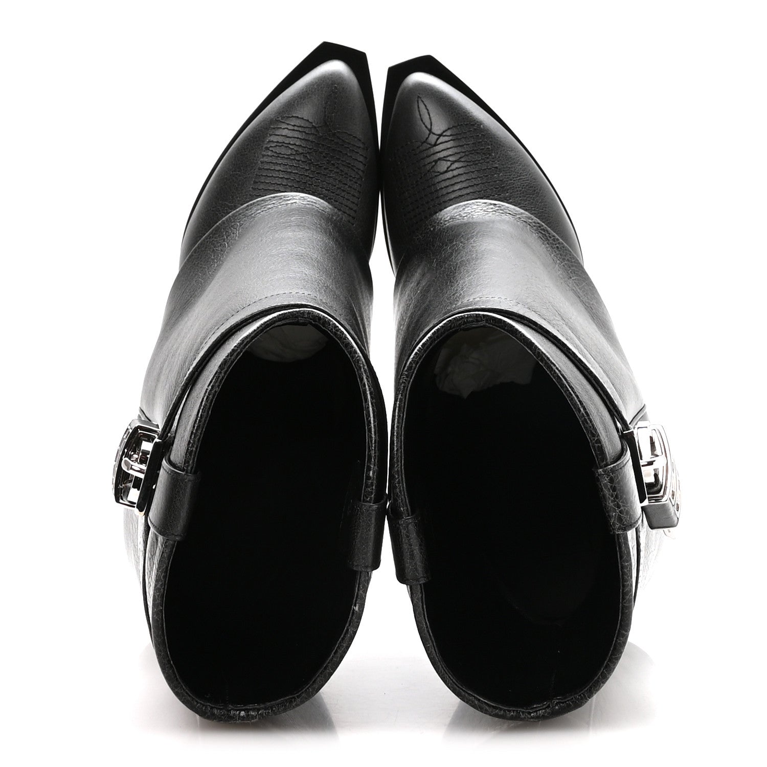 GIVENCHY AGED CALFSKIN COWBOY SHARK LOCK HIGH BOOT BLACK