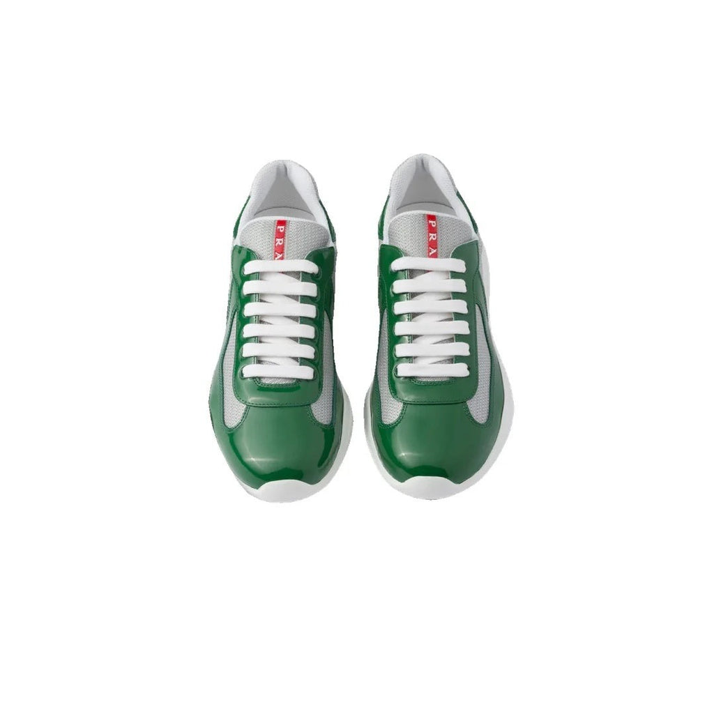 Prada Patent-Leather And Technical-Fabric America's Cup Sneakers - Green