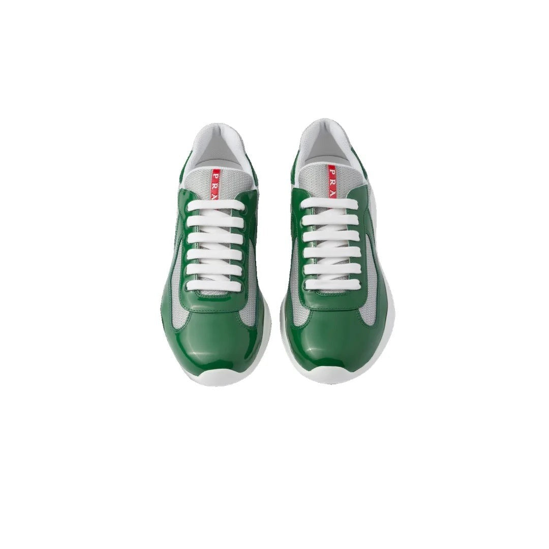 Prada Patent-Leather And Technical-Fabric America's Cup Sneakers - Green