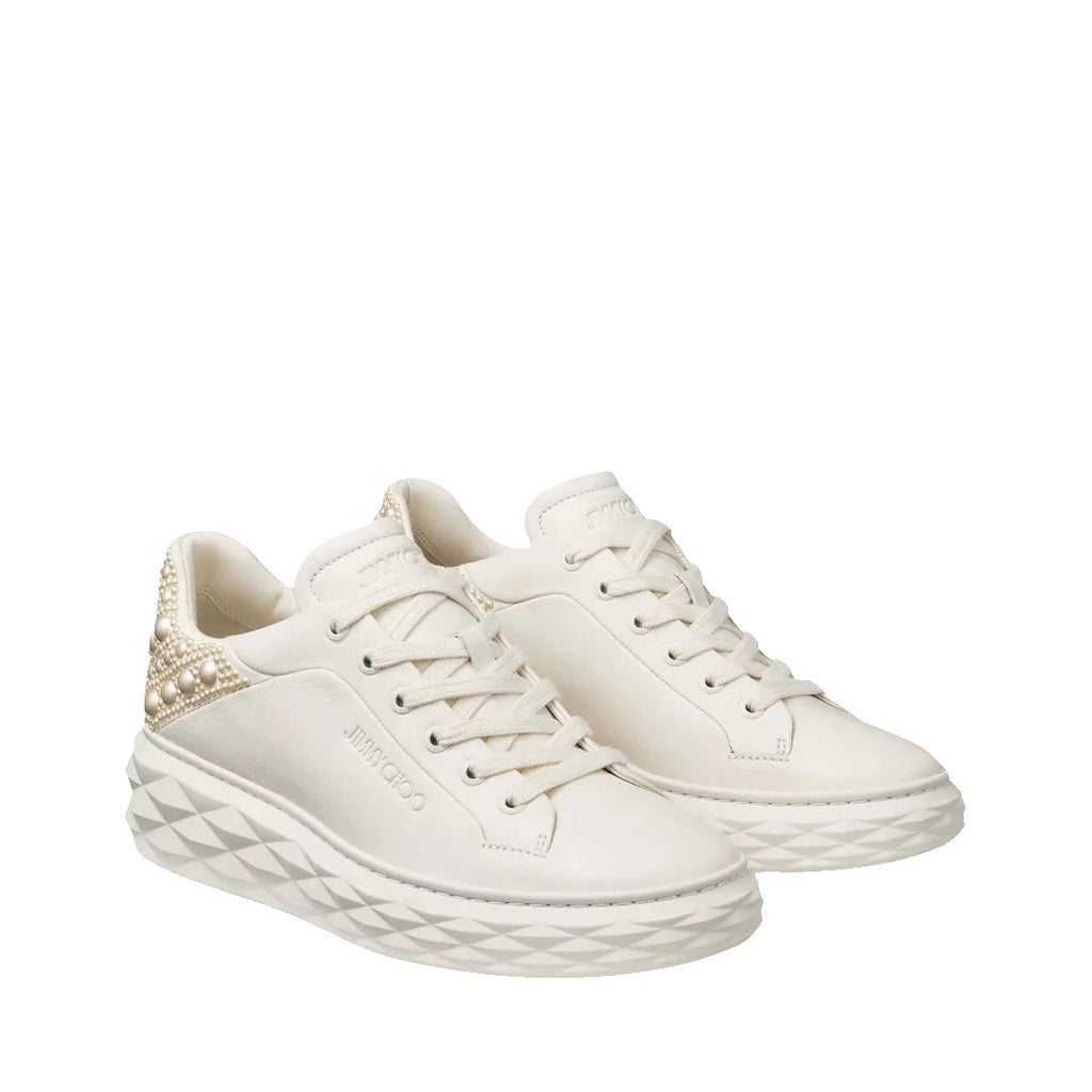 Jimmy Choo Diamond Maxi/F II Leather Sneaker - Latte/Pearl