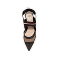 Fendi 85mm Colibrì Embellished Mesh Slingback Pumps Metallic - Black/Brown