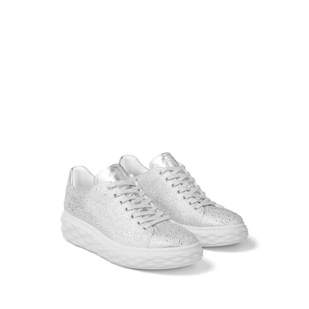 Jimmy Choo Diamond Light Leather Sneakers - Silver/Crystal