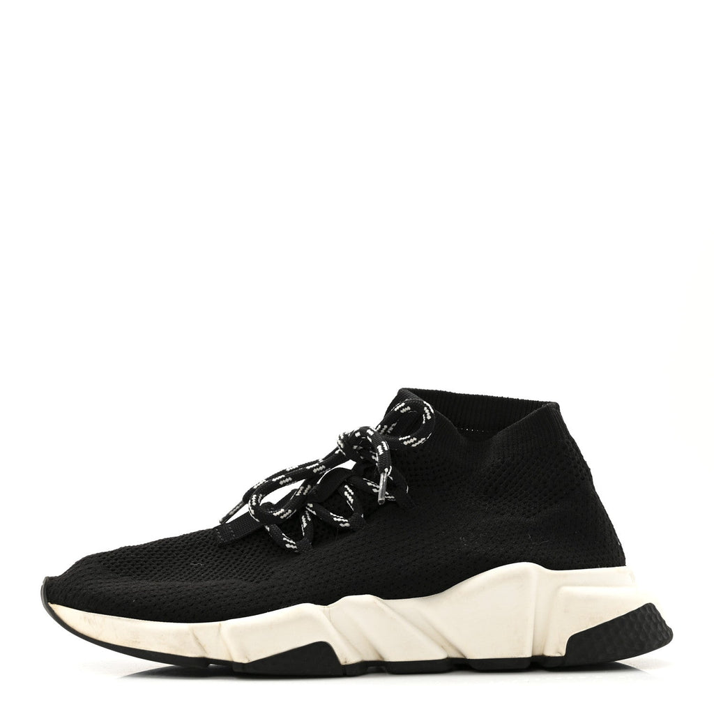 BALENCIAGA SPEED LACE UP SNEAKERS BLACK WHITE