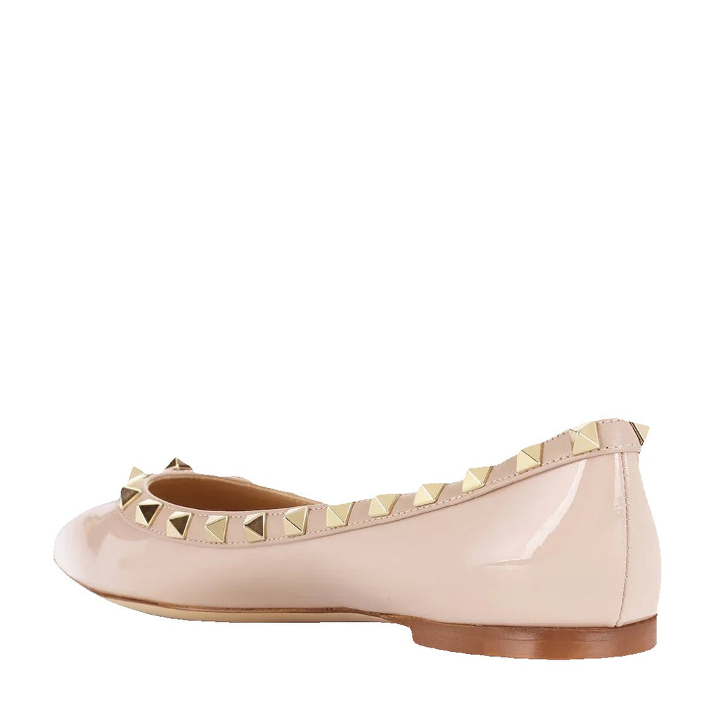 Valentino Garavani Tan-Go Patent Leather Ballet Flats - Nude/Beige