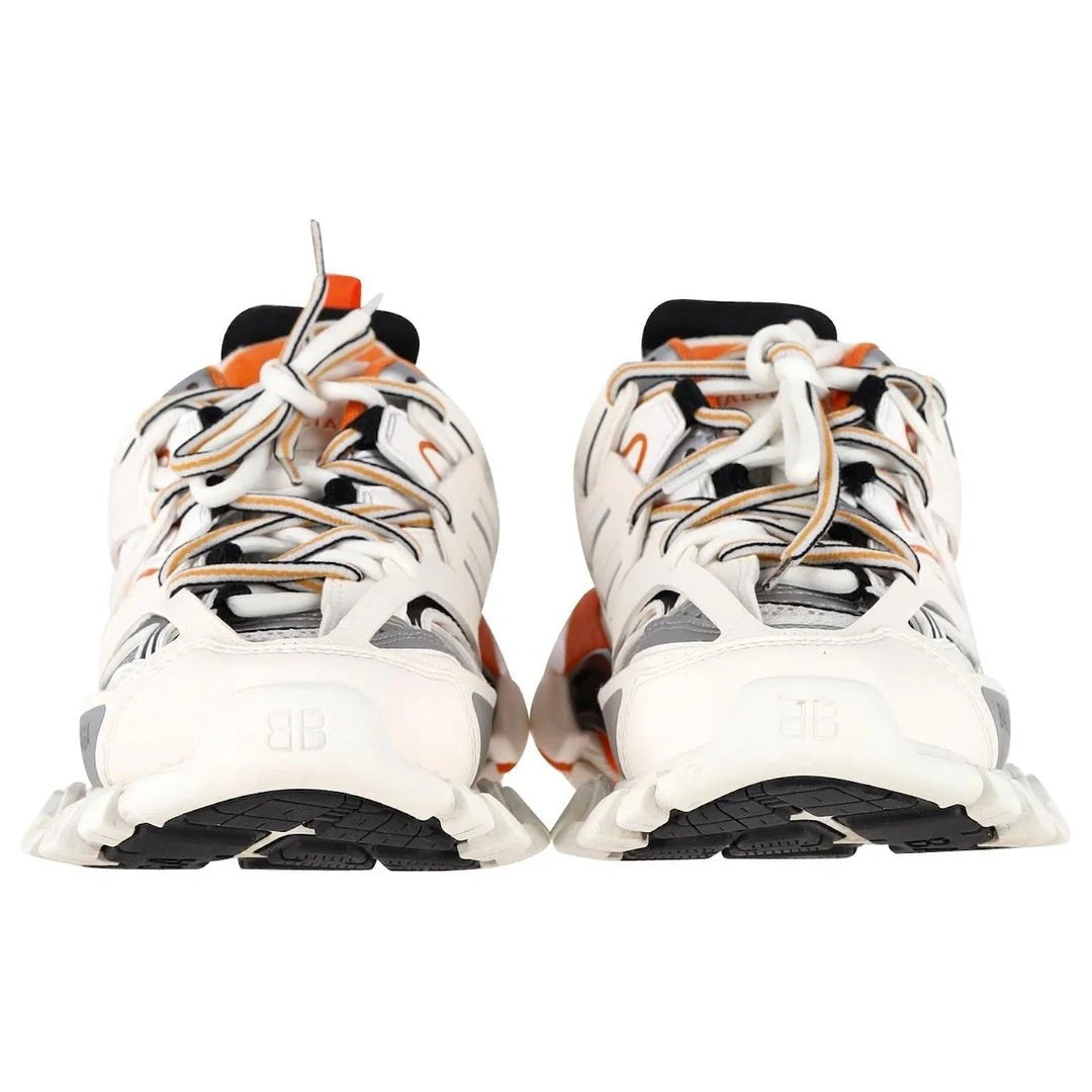 Balenciaga White Polyurethane Chunky Sneakers - White/Orange