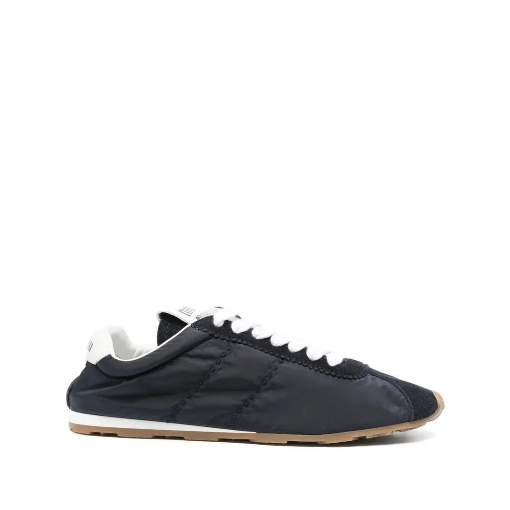 Miu Miu Plume Mesh Fabric Sneakers - White/Navy