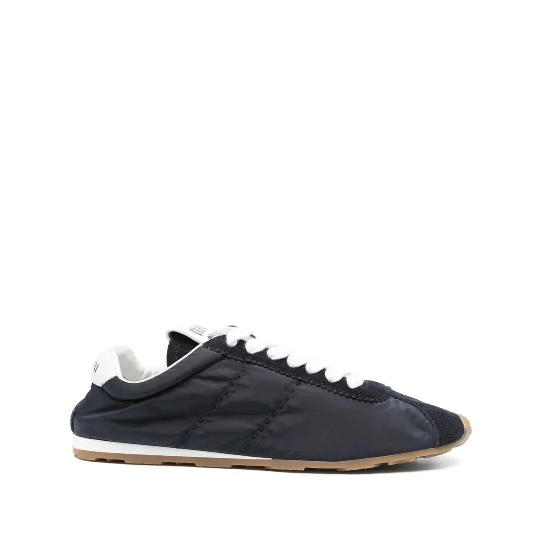 Miu Miu Plume Mesh Fabric Sneakers - White/Navy