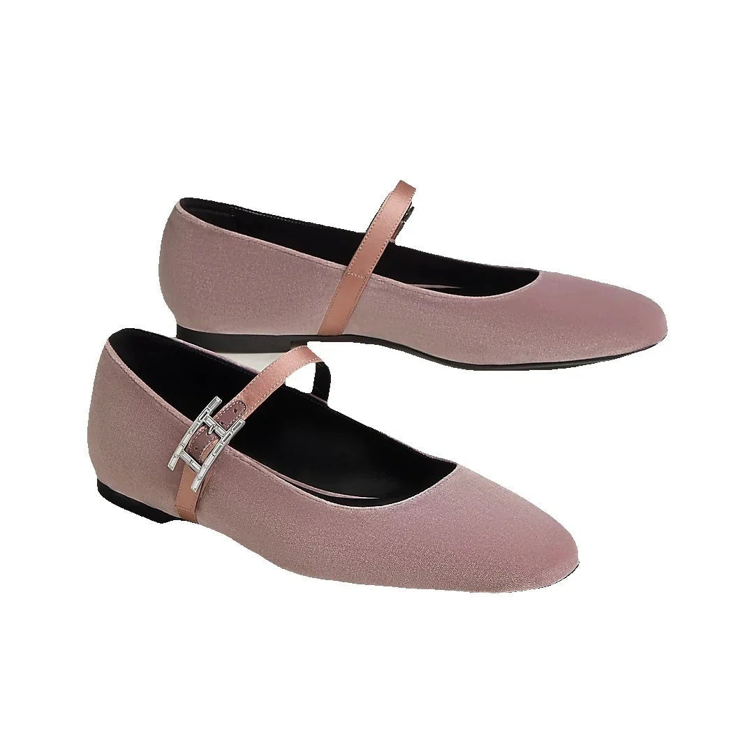 Hermès Jane Ballet Flat - Light Pink/Mauve Velvet