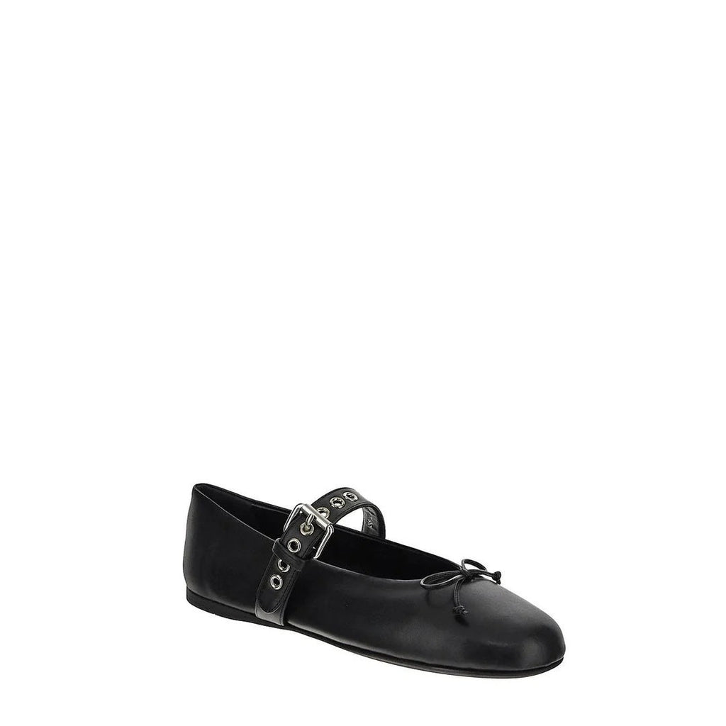 Miu Miu Ruffled Suede Ballerinas - Black (different model with buckle)