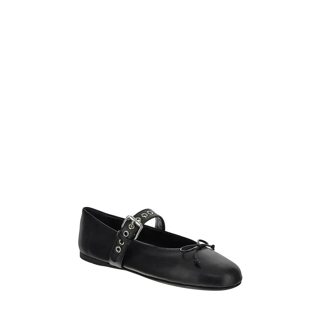 Miu Miu Ruffled Suede Ballerinas - Black (different model with buckle)