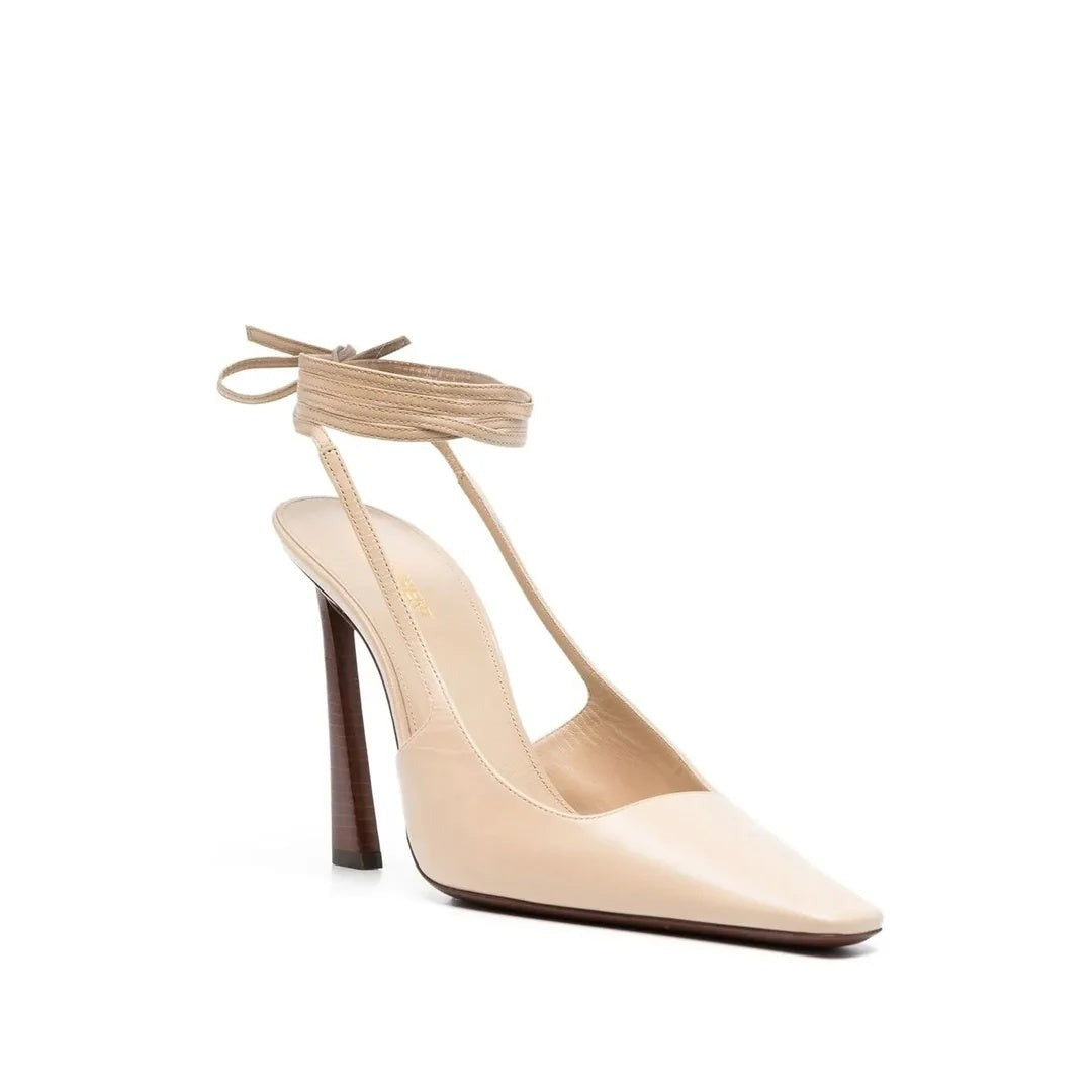 Saint Laurent Slingback Wedge Pumps - Beige/Nude