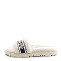 Christian Dior Dway Shearling Slide Sandals Cookie - Navy/White