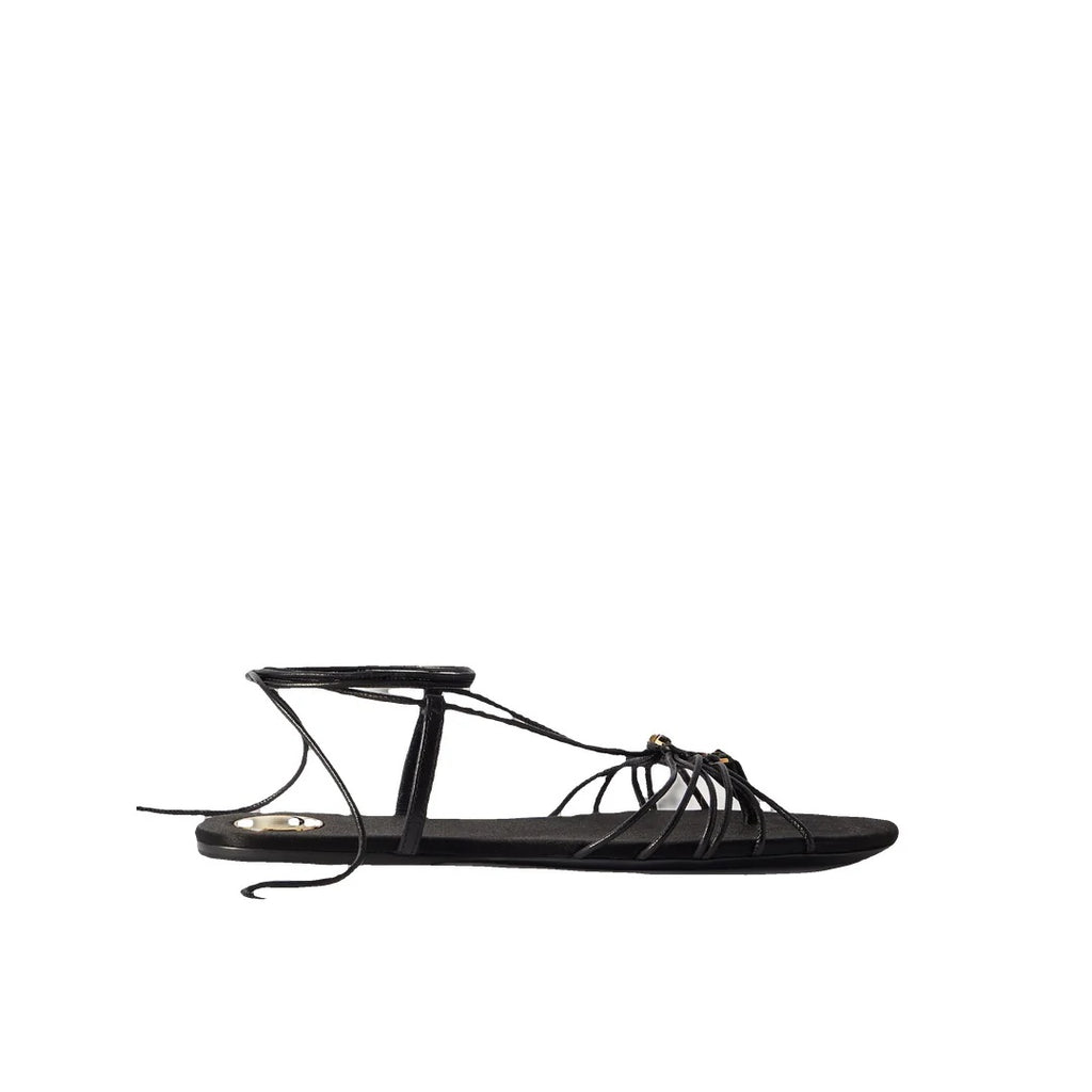 SAINT LAURENT BABYLONE FLAT SANDALS BLACK