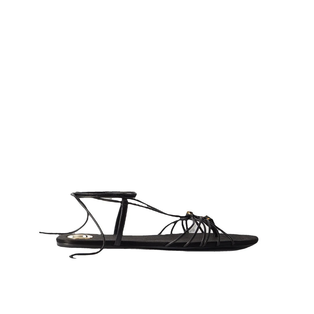 SAINT LAURENT BABYLONE FLAT SANDALS BLACK