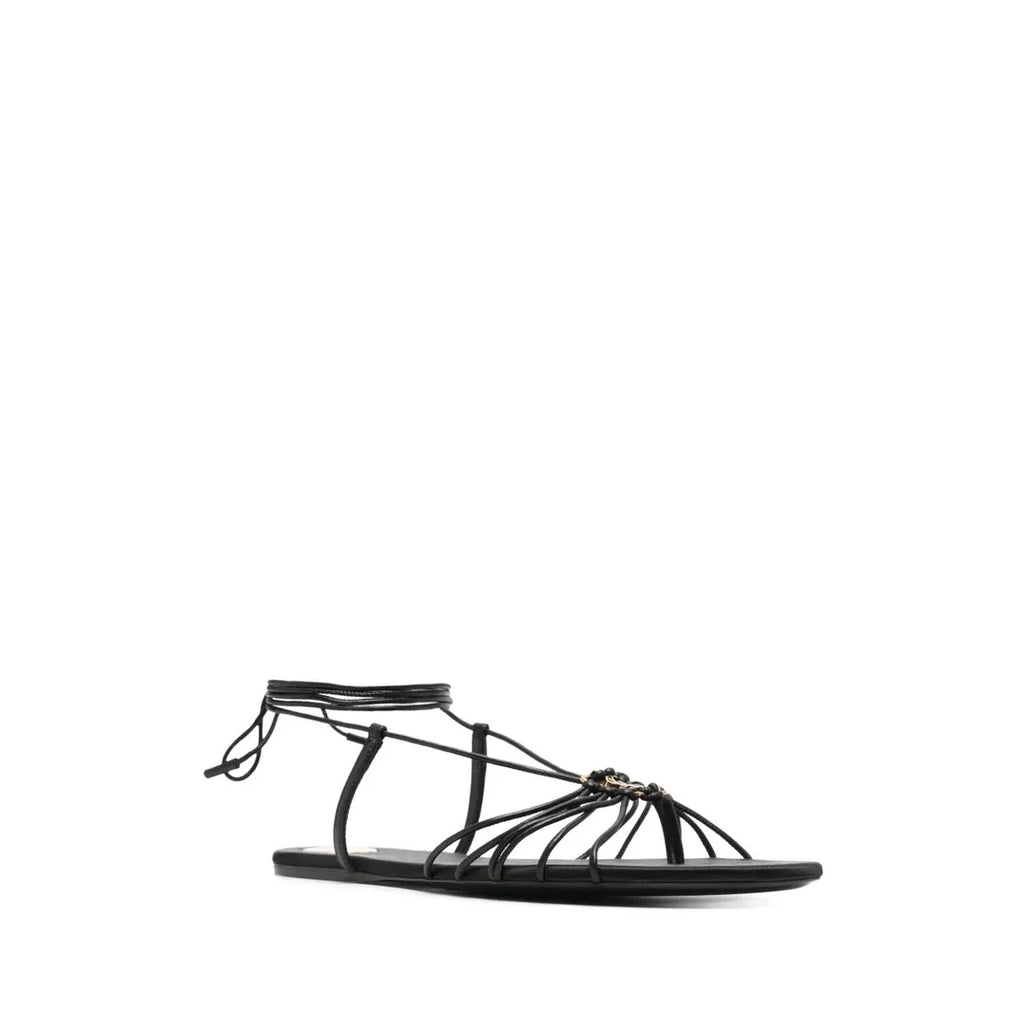 SAINT LAURENT BABYLONE FLAT SANDALS BLACK