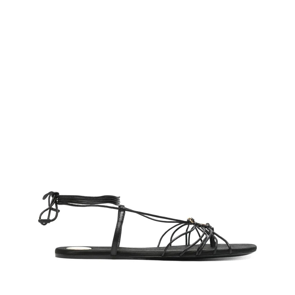SAINT LAURENT BABYLONE FLAT SANDALS BLACK