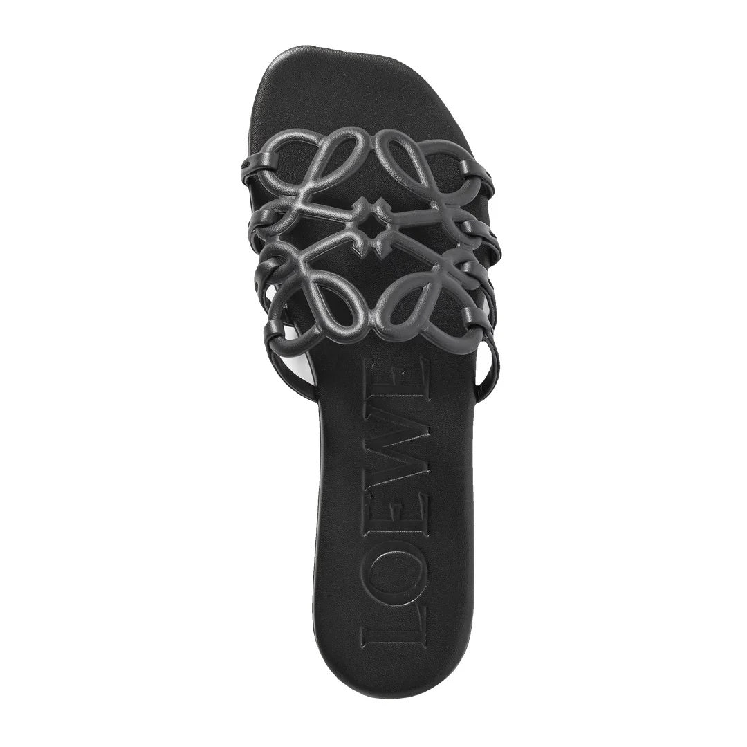 LOEWE PETAL ANAGRAM SLIDE BLACK