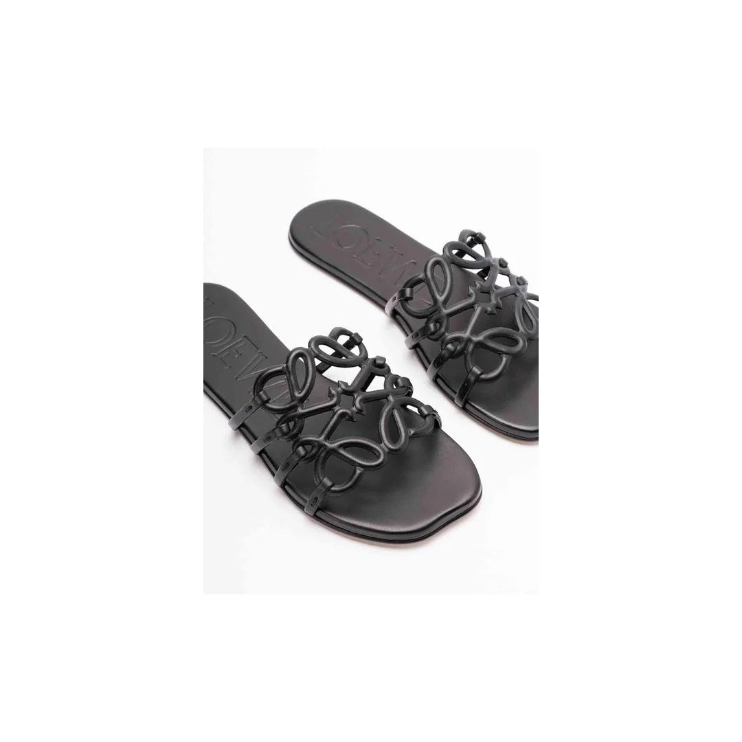 LOEWE PETAL ANAGRAM SLIDE BLACK