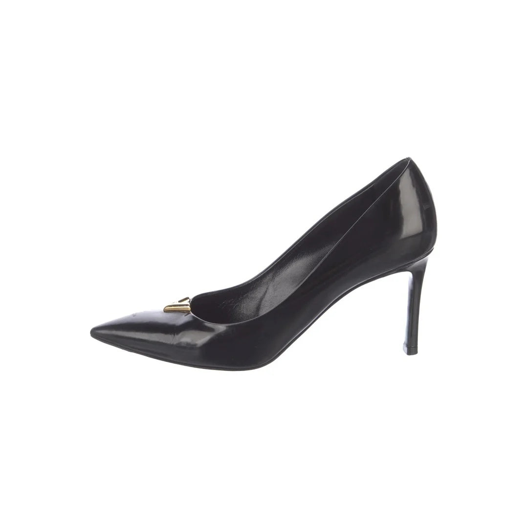 LOUIS VUITTON SATIN CRYSTAL BLOSSOM SLINGBACK PUMP BLACK