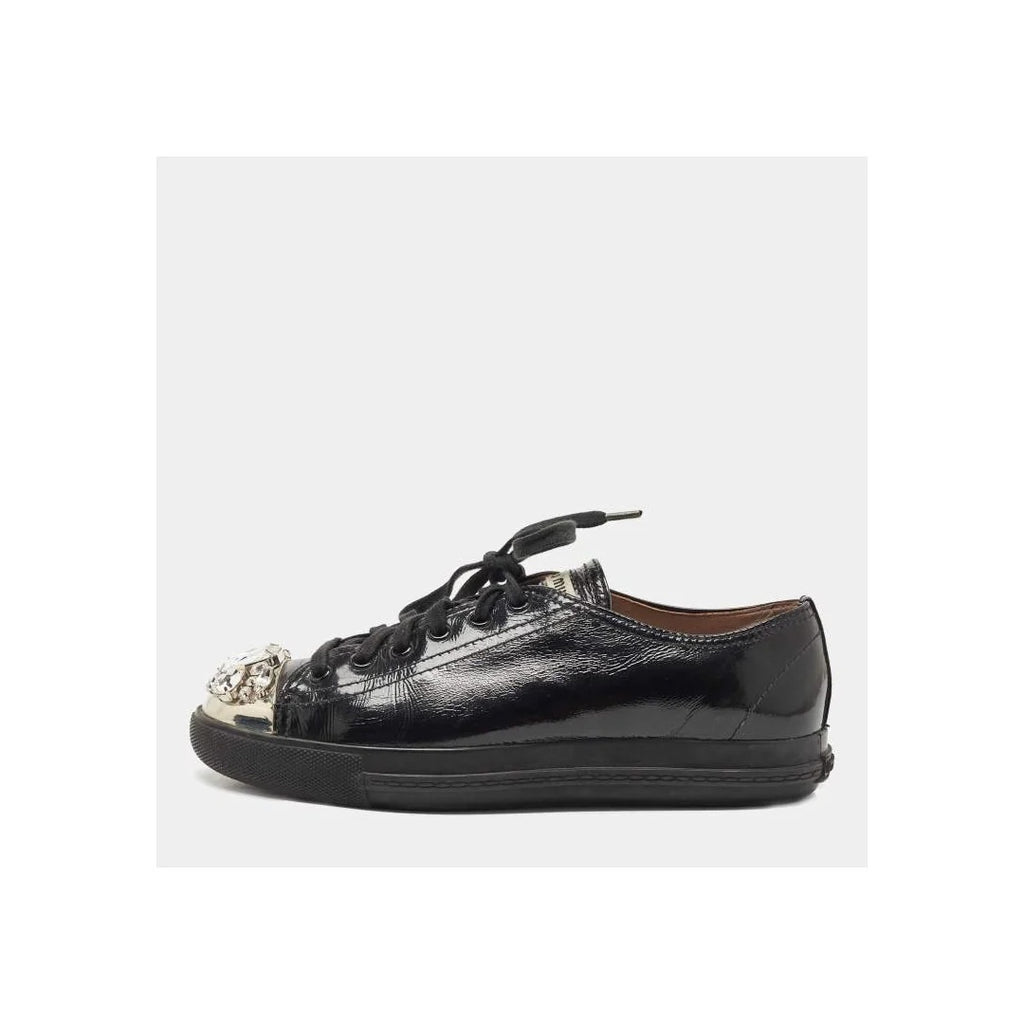 MIU MIU PATENT CRYSTAL SNEAKER BLACK