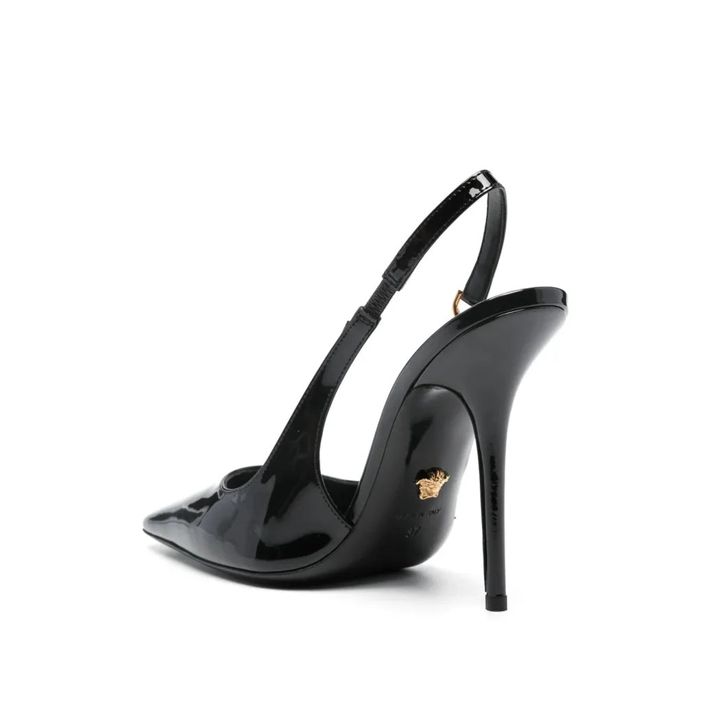 VERSACE MEDUSA SLINGBACK PUMPS BLACK GOLD