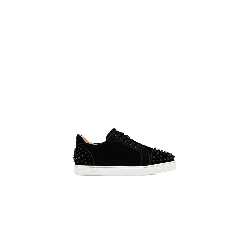 CHRISTIAN LOUBOUTIN CALFSKIN SUEDE PATENT LOUBISHARK SNEAKER BLACK