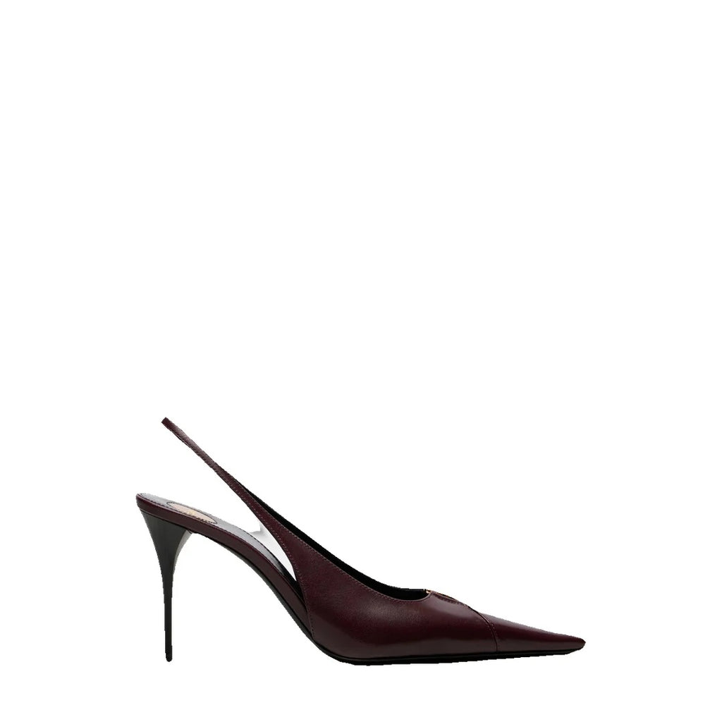 SAINT LAURENT BABYLONE BRETEUIL SLINGBACK PUMPS BURGUNDY