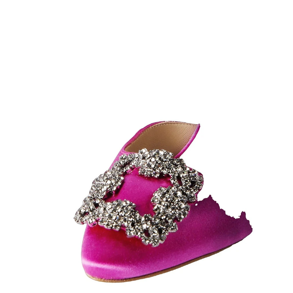 MANOLO BLAHNIK GIBSLI EMBELLISHED CREPE SLINGBACK PUMPS PINK