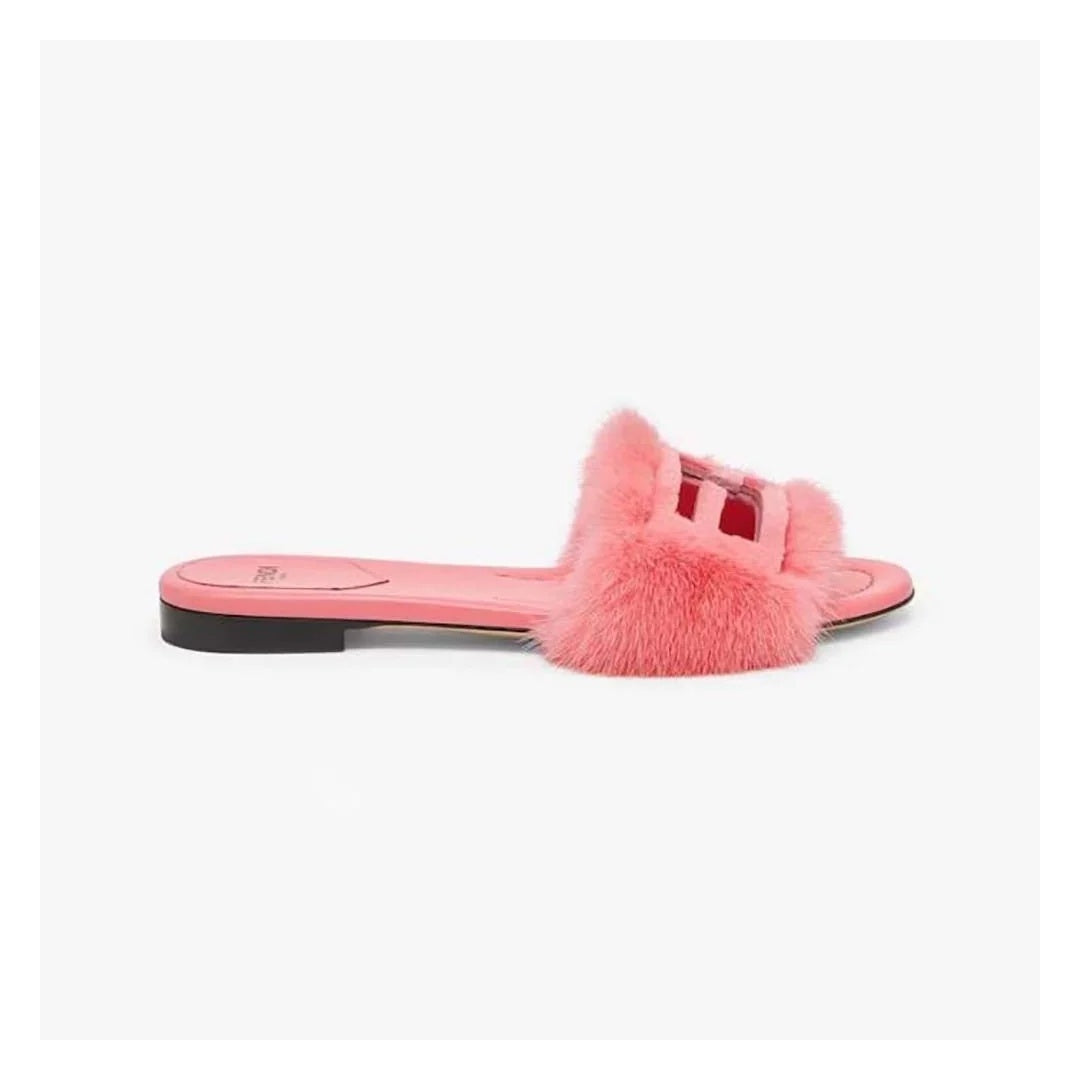 FENDI MINK FF BAGUETTE SLIDE SANDAL KISSED PINK