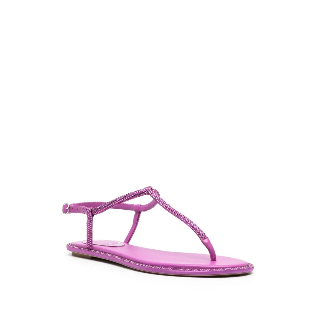RENÉ CAOVILLA DIANA EMBELLISHED FLAT SANDAL PURPLE