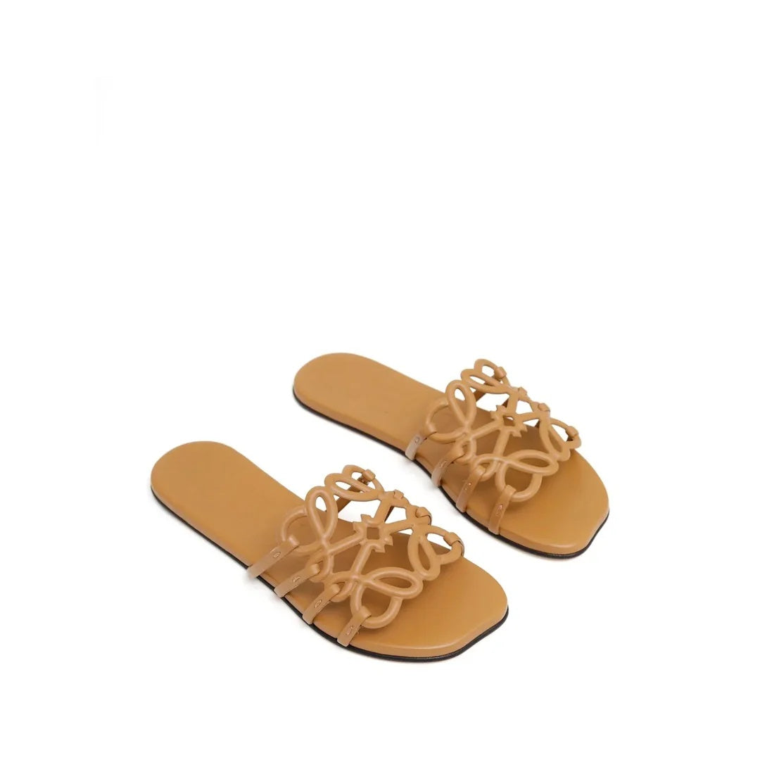 LOEWE PETAL ANAGRAM SANDAL CALFSKIN DEEP SAFFRON TAN