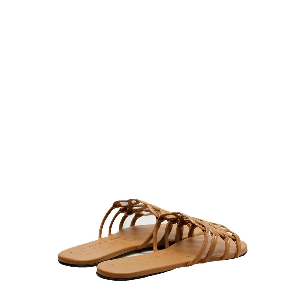 LOEWE PETAL ANAGRAM SANDAL CALFSKIN DEEP SAFFRON TAN