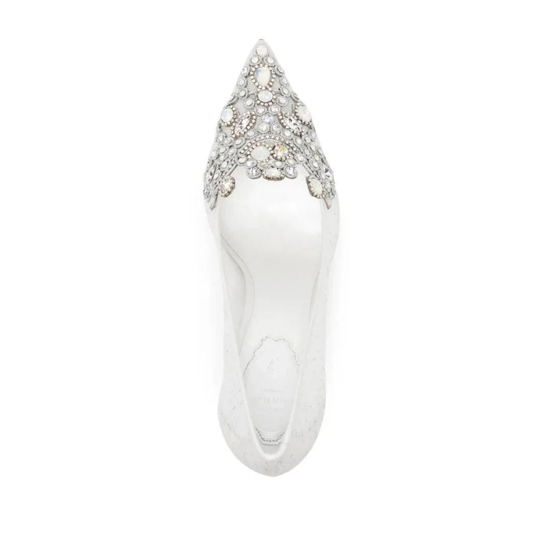 RENÉ CAOVILLA VENEZIANA 50MM CRYSTAL SLINGBACK PUMP WHITE